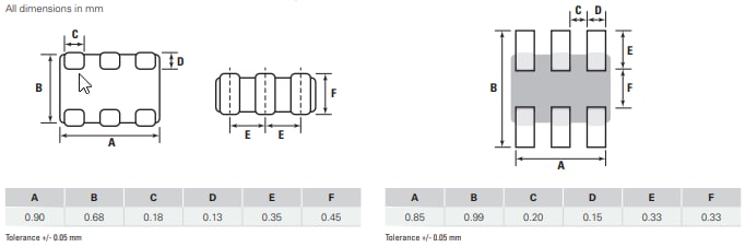 機械図面 - Littelfuse LPFシリーズPulse-Guard® ESDサプレッサ 機械図面 - Littelfuse LPFシリーズPulse-Guard® ESDサプレッサ